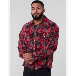 YoungLA Outlaw Flannel Shirt Sample Men's SZ Med Plaid Red/Black Sz XXL